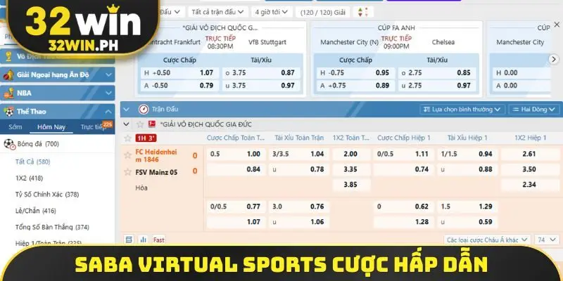 SABA Sports 32WIN Đa Dạng Kèo Thơm, Thưởng Cực Khủng SABA Virtual Sports cược hấp dẫn
